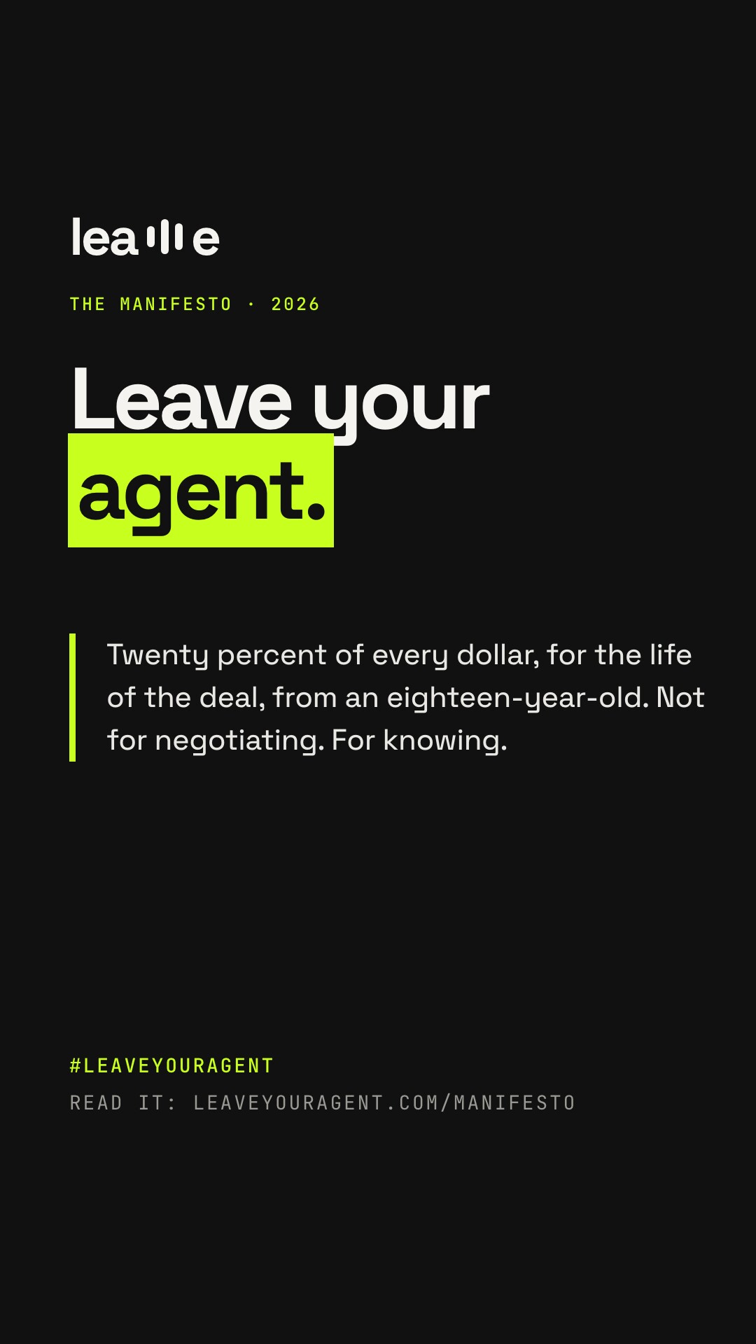 The Leave manifesto story card: The sports agent model is over.